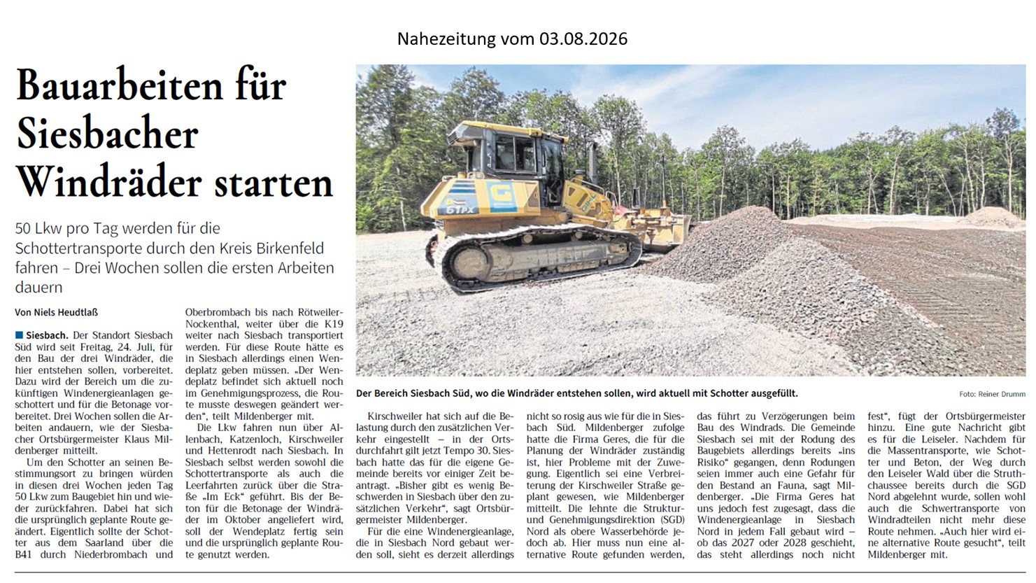 Artikel Nahezeitung vom 03.08.26 Windkraft