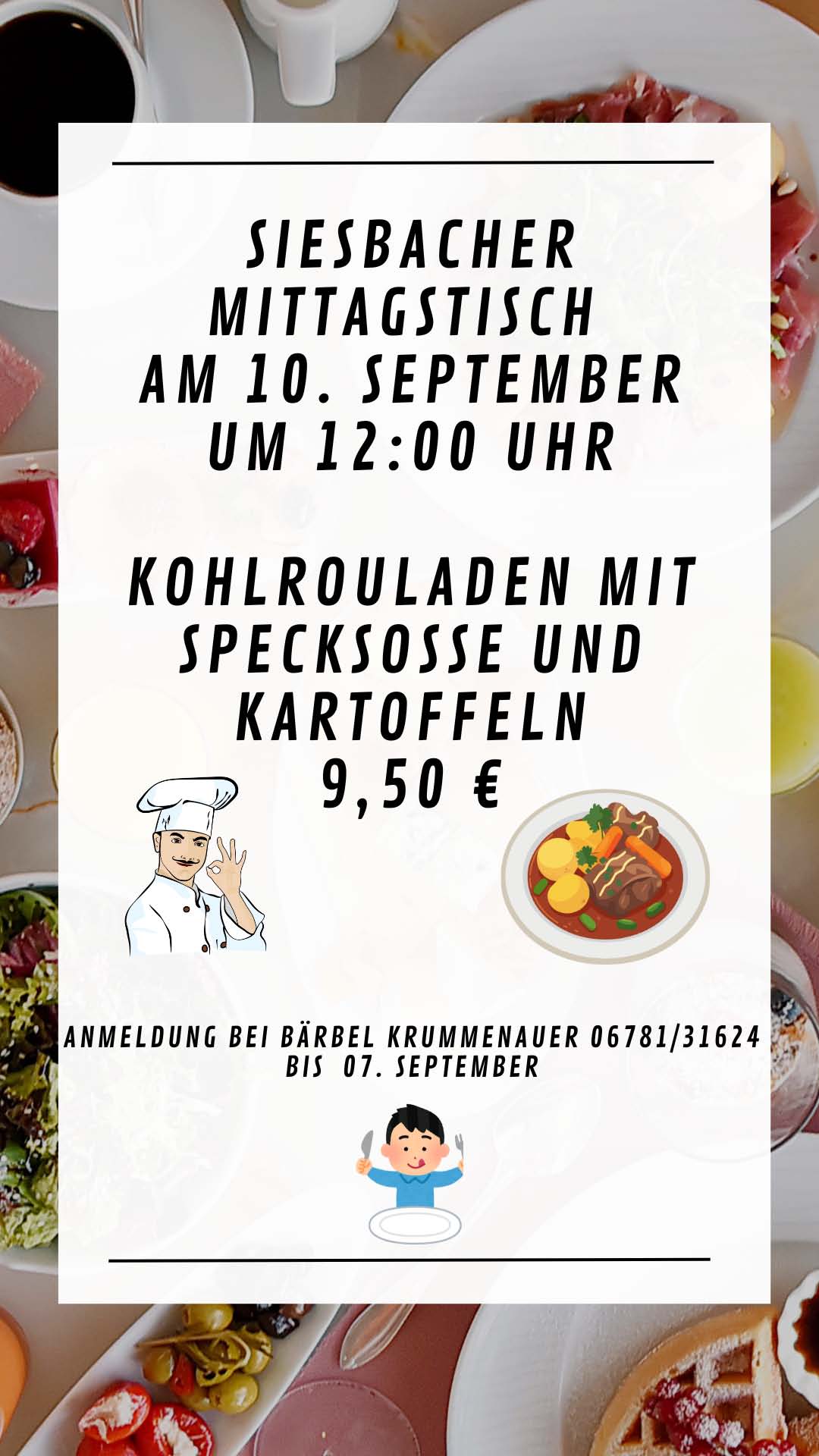 Mittagstisch Siesbach September 2026