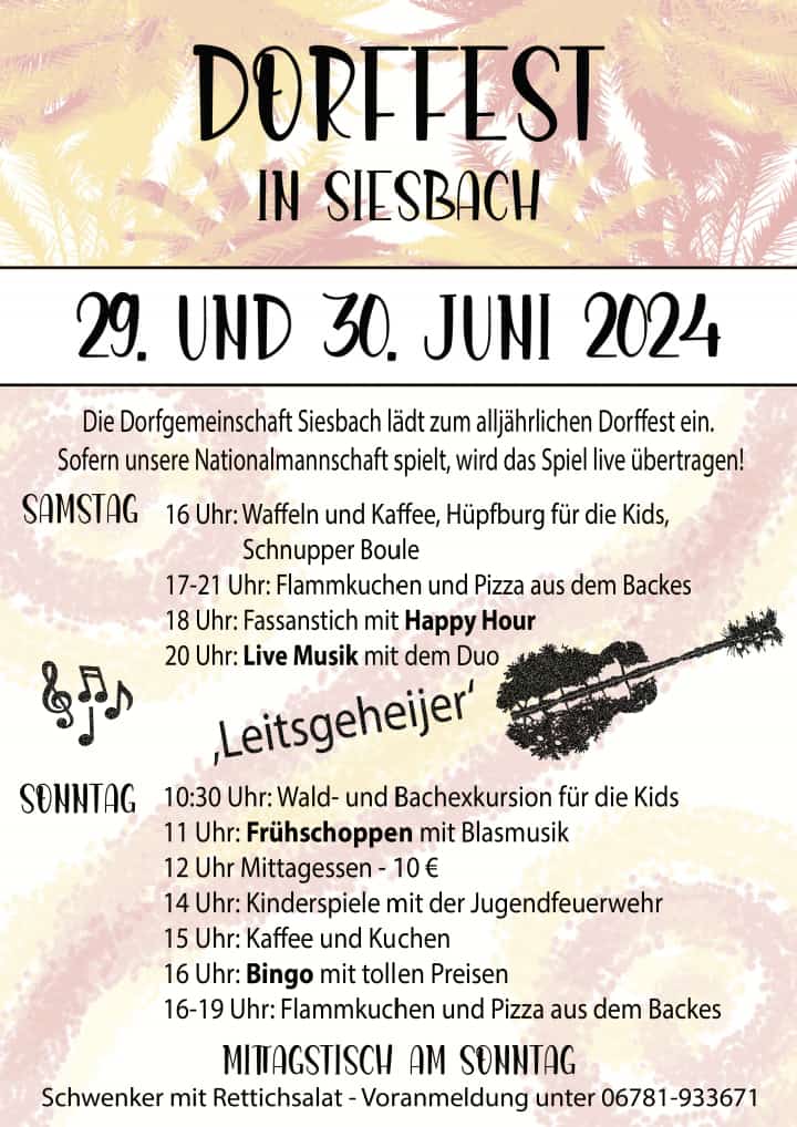 Dorffest Siesbach 29.+30. Juni 2024