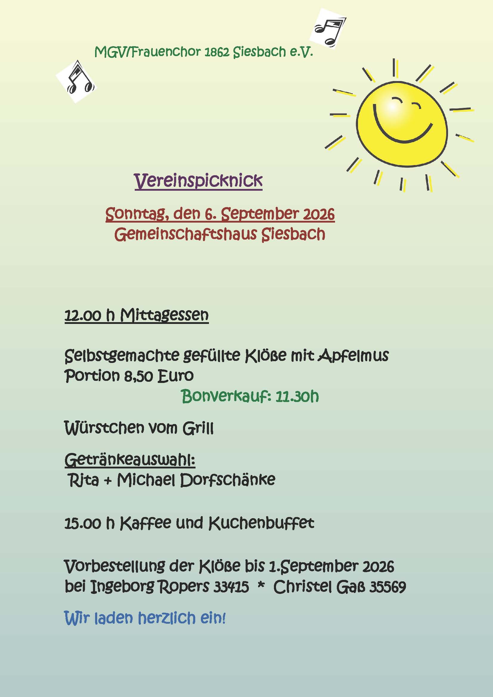 Sommerpicknick MGV/Frauenchor Siesbach 